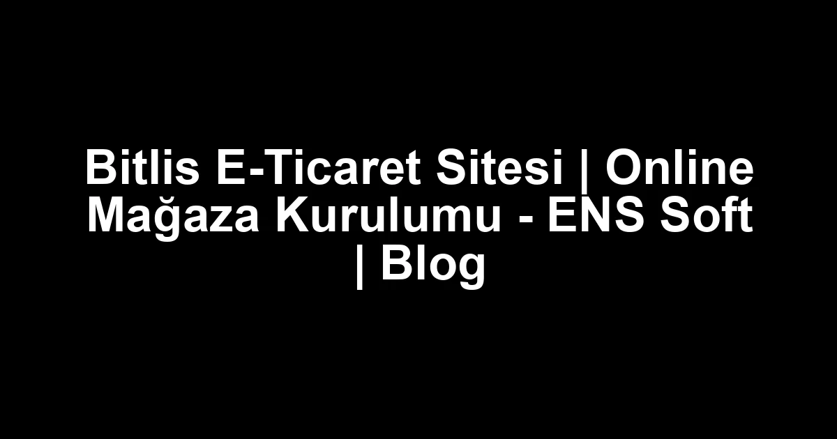 Bitlis e-ticaret