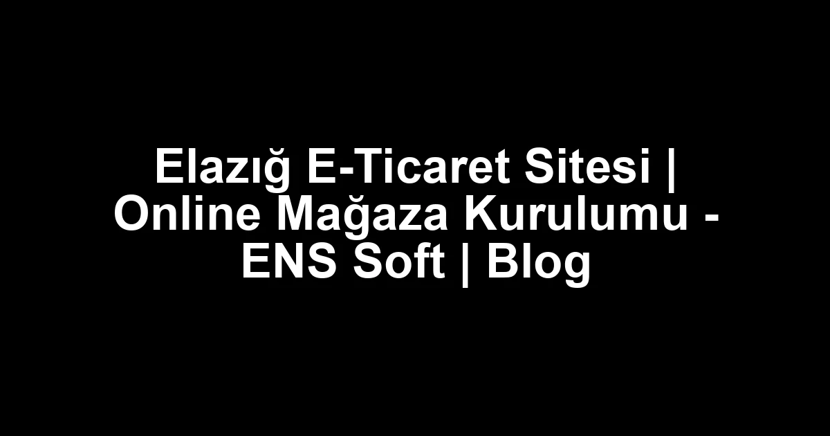 Elazığ e-ticaret