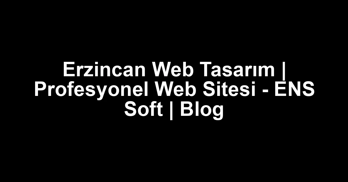 Erzincan web tasarım
