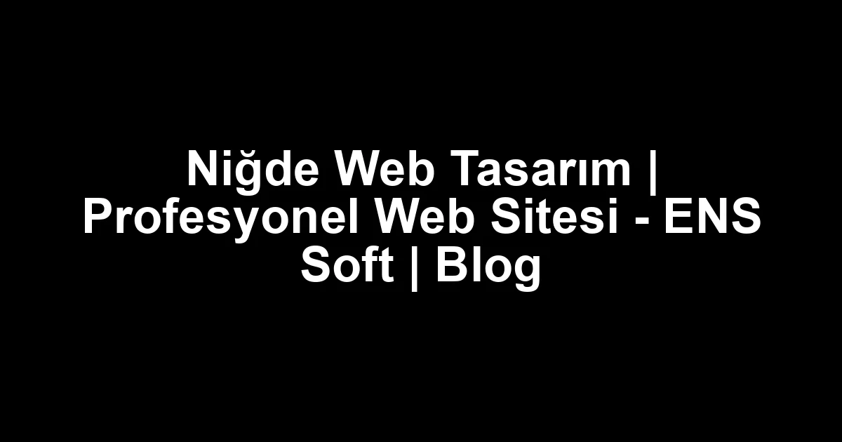Niğde web tasarım
