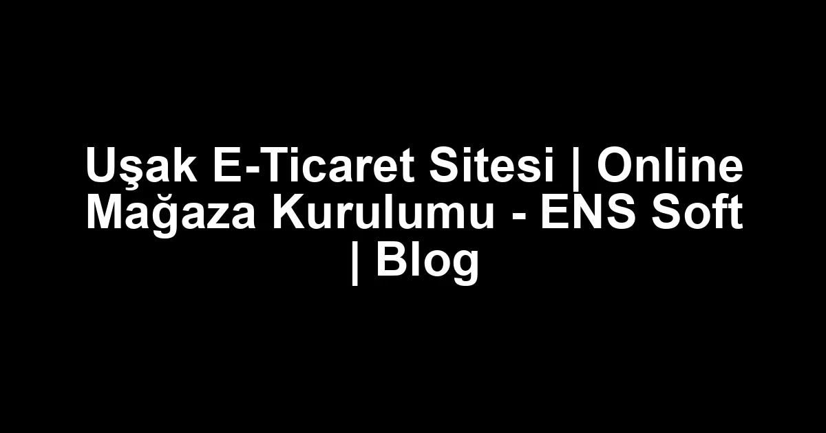 Uşak E-Ticaret Sitesi | Online Mağaza Kurulumu – ENS Soft | Blog