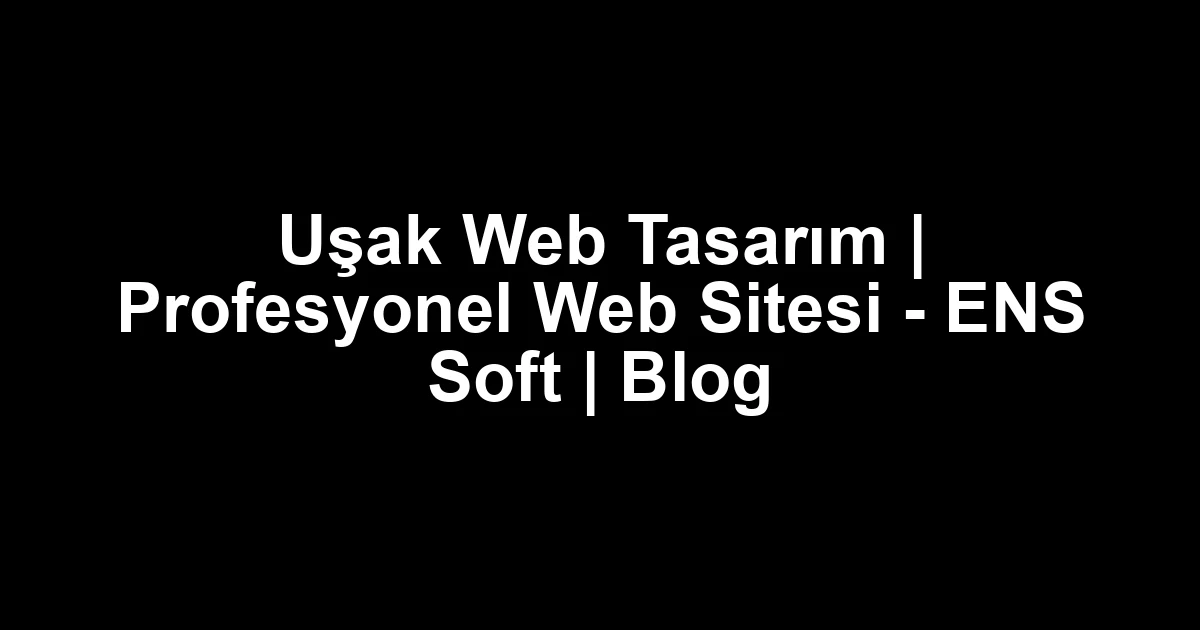 Uşak web tasarım