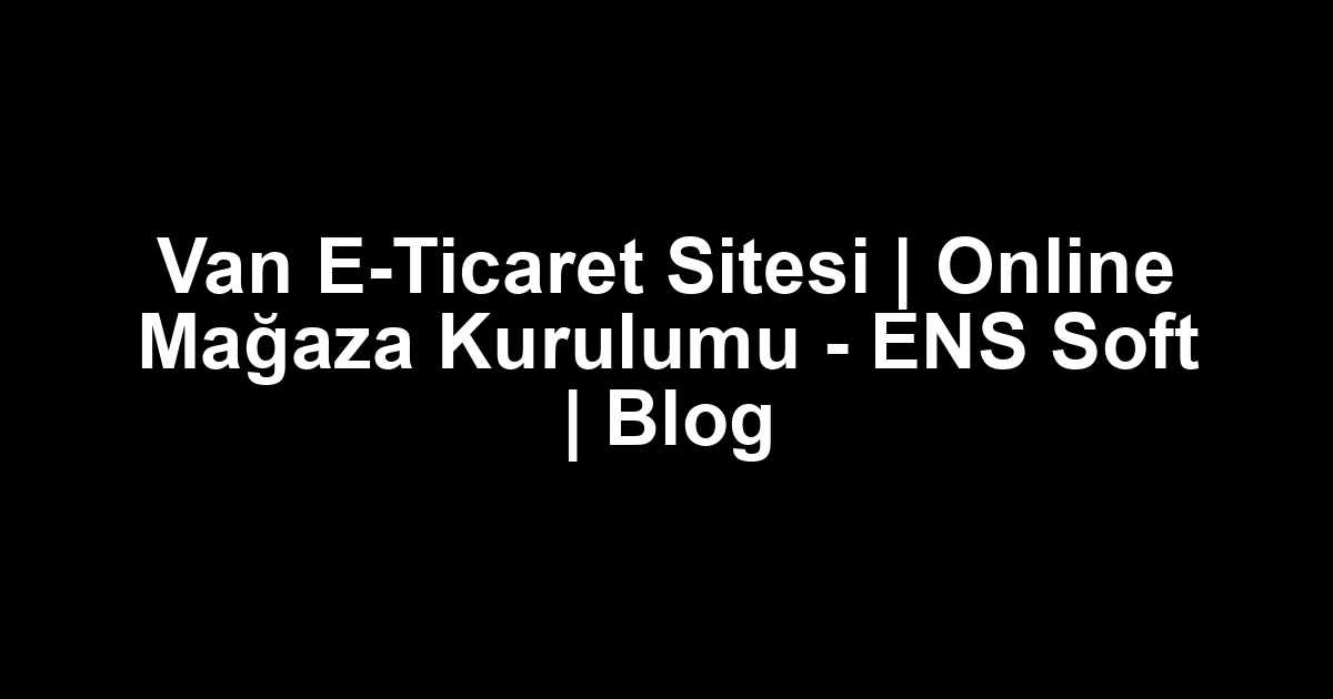 Van E-Ticaret Sitesi | Online Mağaza Kurulumu – ENS Soft | Blog